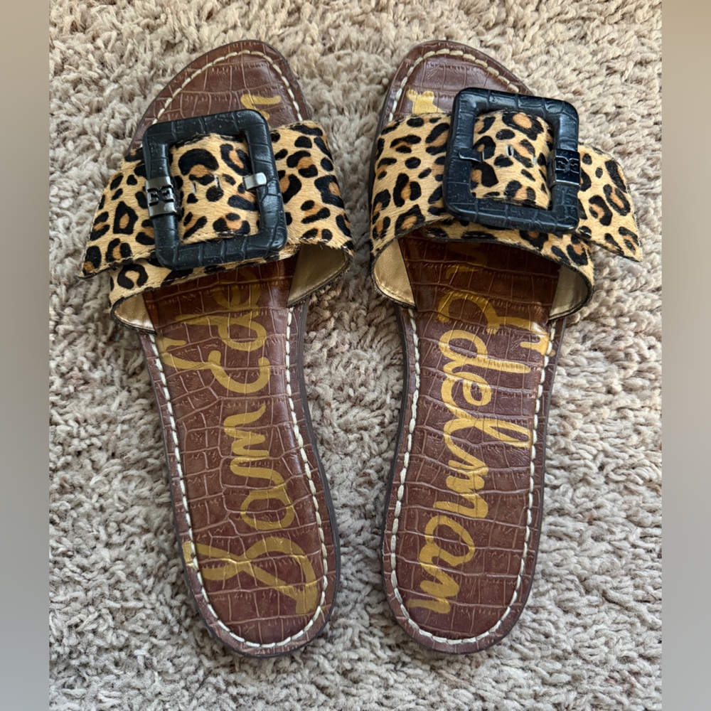 EUC Sam Edelman Leopard Animal Print Slides Sandals 8.5